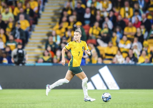 BRISBANE, AUSTRALIA, JULY 27: Steph CATLEY of Australia as Australia plays Nigeria at the FIFA Women's World Cup Australia New Zealand 2023 at Brisbane Stadium on July 27, 2023