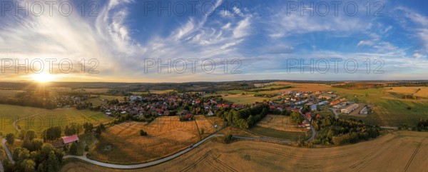 Aerial photos from Allrode Harz sunset