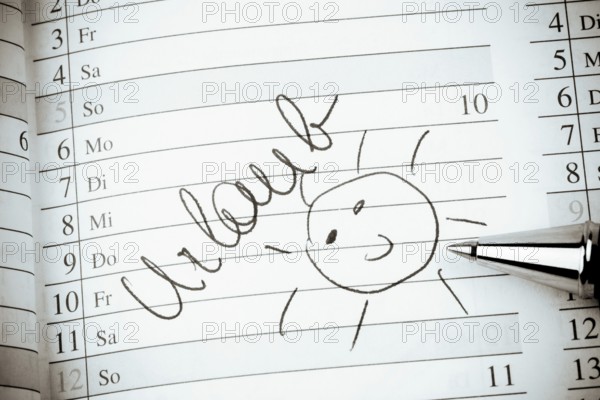 An appointment is entered in a calendar: Holiday Austria