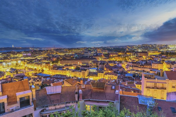 Lisbon Portugal sunrise city skyline at Lisbon Alfama district