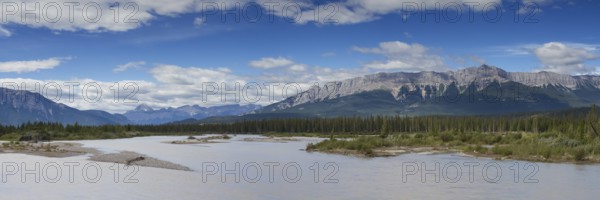 Panorama of the De Smet Range, Japser National Park, Alberta, Canada, North America