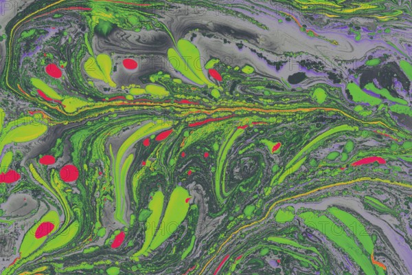 Ebru Marbling texture with floral patterns