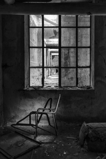 A picture of a scary place in an abandoned asylum