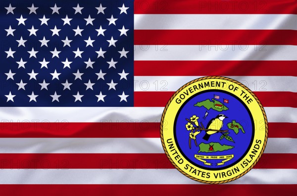 The flag of the USA and the coat of arms of the American Virgin Islands, Studio