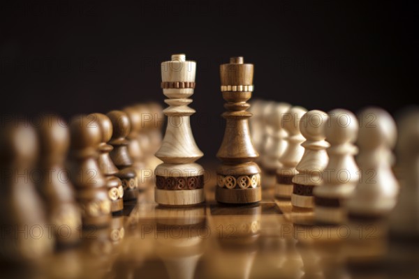 Chess on a dark background. A puzzle game with tricky combinations that requires planning and thinking