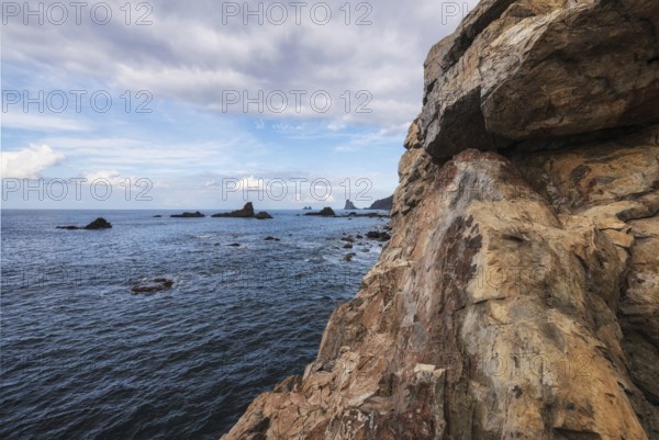 Scenic landscapel, Rock formation and bkue ocean landscape in Tenerife, Canary islands