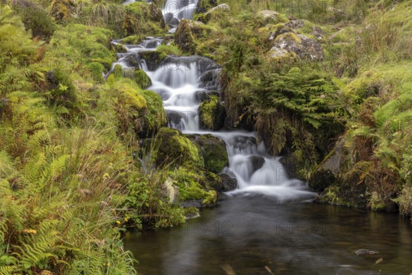 Bride's Veil Falls, waterfall above Bearreaig Bay, east coast, Isle of Skye, Inner Hebrides, Scotland, Great Britain