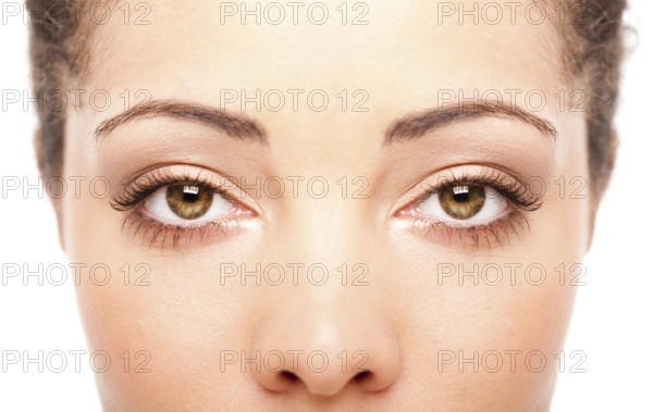 Beautiful female eyes as windows to the soul on face with fair skin, health concept, isolated, New York, USA, North America