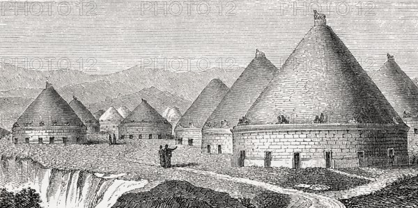 Reconstruction of an Etruscan necropolis, ancient Italy