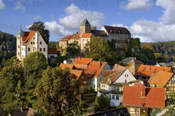 Hohnstein Castle in autumn, Dresden, Saxony, Germany, Saxon Switzerland Dresden, Saxony, Federal Republic of Germany, Europe