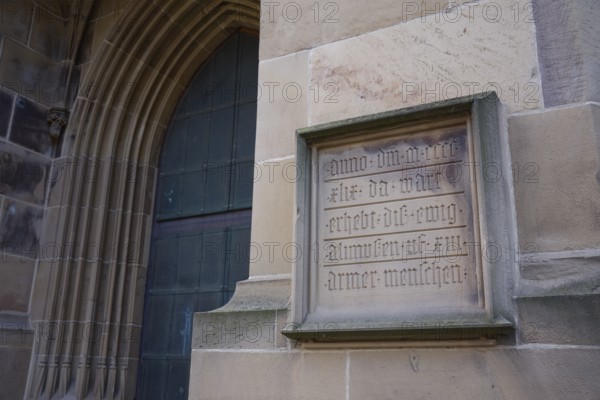 Inscription in front of St Kilian's Church, St Kilian, Heilbronn-Franken, Baden-Württemberg, Germany, Europe