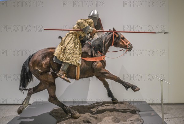 Christian cavalryman, 13th century horseman, figure in the Military Museum, Museo del Ejercito, Toledo, Spain, Europe