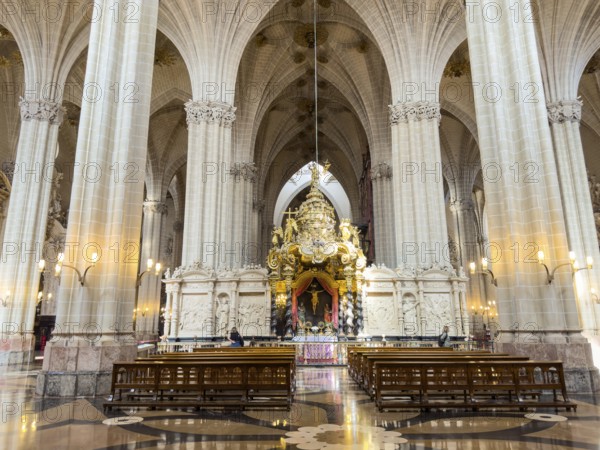 Saragossa, Spain, March 30, 2023: Interior of the cathedral of El Salvador, La Seo, in Saragossa, Spain, Europe