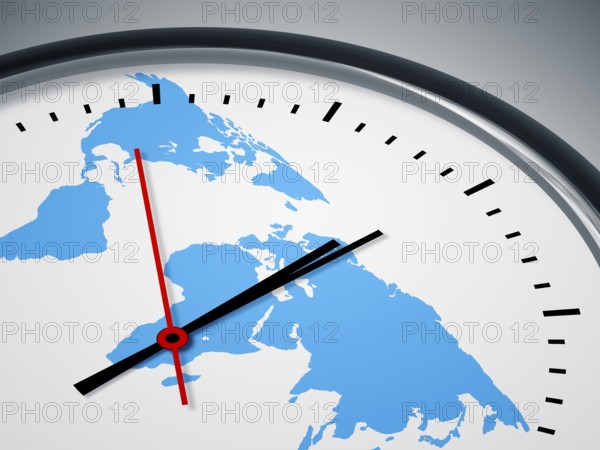 An image of a nice clock with world map