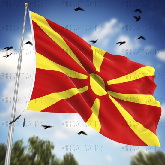 Flag of Macedonia, This is a computer generated and 3d rendered image