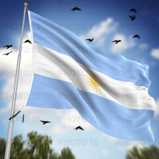Flag of Argentina, This is a computer generated and 3d rendered image