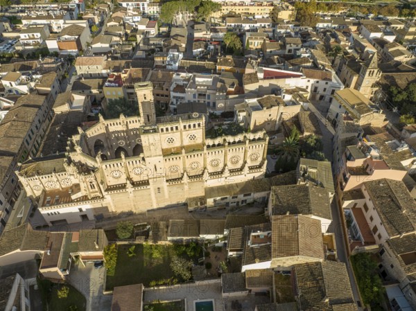 Aerial view, Spain, Balearic Islands, Mallortca, Arta, Son Servera, Ruin of Church Iglesia Nova, Europe