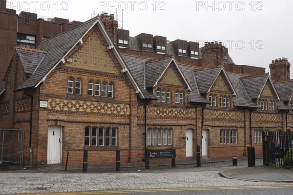 Chester. Cheshire, United Kingdom, 20 March 2024 : Lumley Place, a historic grade 2 listed terrace of housing owned by the Grosvenor Estate in Chester, Europe