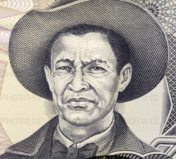 Augusto Cesar Sandino (1895-1934) on 1000 Gordobas 1985 Banknote from Nicaragua. Nicaraguan revolutionary and leader of a rebellion against the U.S. military occupation