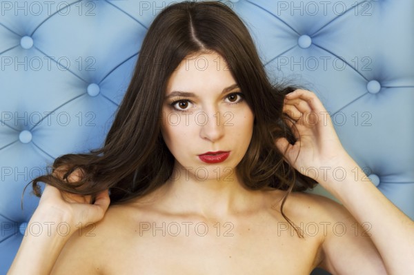 Portrait of a beautiful woman with bare shoulders, ST. Petersburg, Russia, Europe