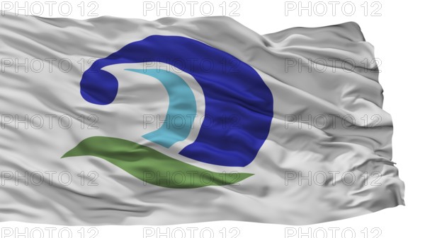 Kumano City Flag, Country Japan, Mie Prefecture, Isolated On White Background