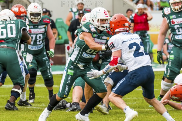 German Football League, Game: Schwäbisch Hall Unicorns, Ravensburg Razorbacks in the Optima Sportpark in Schwäbisch Hall Germany on 29. June. 2024