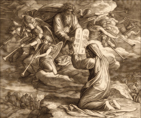 Law given to Moses at Sinai, the ten Commandments, Old Testament, by Julius Schnorr von Carolsfeld, 1860