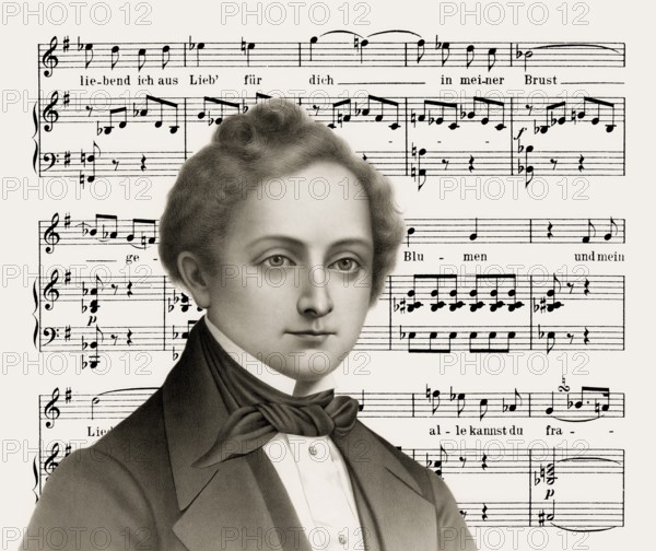 Gustav Albert Lortzing, 1801 ? 1851, German composer, a page from ?Die Opernprobe, Ob ich dich liebe, fragst du mich??, 1899