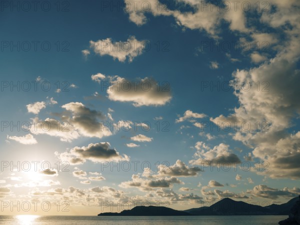 Sunset over the sea. Sunset over the Adriatic Sea. Sun to sit down in the water