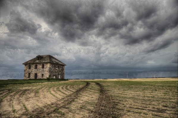 Prairie Storm Clouds Canada Saskatchewan Abandoned Buildings
