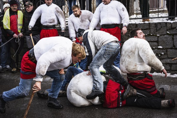 Fight at the Wampeler Reiten, nonsensical Thursday, carnival, tradition, intangible cultural heritage, Axams, Tyrol, Austria, Europe