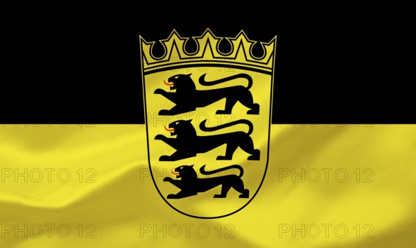 The flag of Baden-Württemberg, official flag, studio