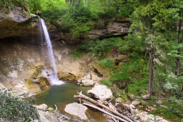 The waterfall near Scheidegg in Allgäu, Germany, Europe, Scheidegg, Germany, Europe
