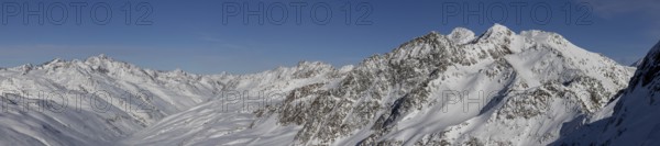 Ötztal Alps with Vernagt and Wildspitze, view from Grawandjoch, Schnalstal Valley, South Tyrol, Italy, Europe