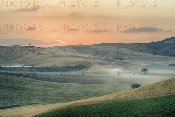 Crete Senesi Crete Senesi are literally Siennese clays and the distinctive grey colouration of the soil gives the landscape an appearance often described as lunar, Montalcino, Italia