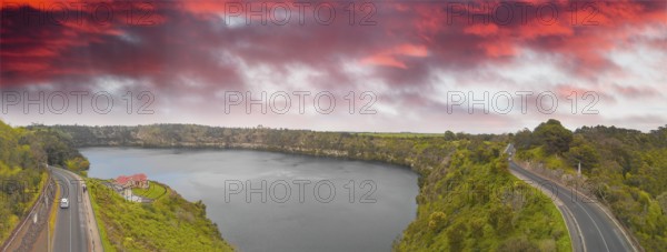Beautiful aerial view of Blue Lake in Mount Gambier, Australia, Oceania