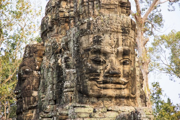 The north gate of Angkor Thom in Cambodia