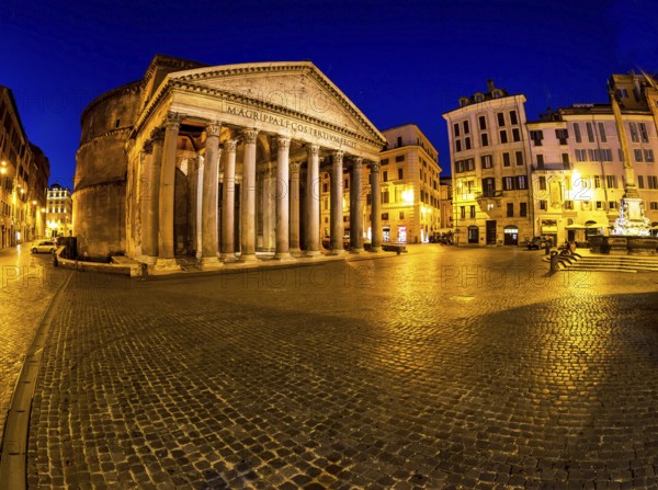 Italy, Rome, Pantheon. Night shot with fountain Austria, Europe
