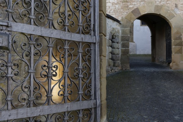 Portal of Comburg Castle, Benedictine monastery, Way of St James, Schwäbisch Hall, Hohenlohe, Germany, Europe