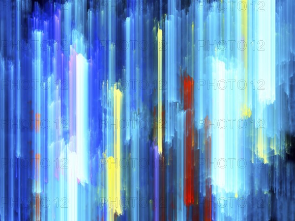 Simple striped multicolor background - abstract illustration. Contemporary fractal art. Vertical stripes of random length with light effects Blurred and smeared strokes