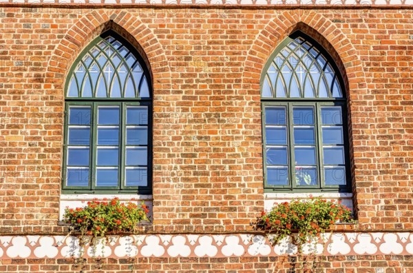 Close-up view of the town hall In Parchim in Mecklenburg-Vorpommern in Germany