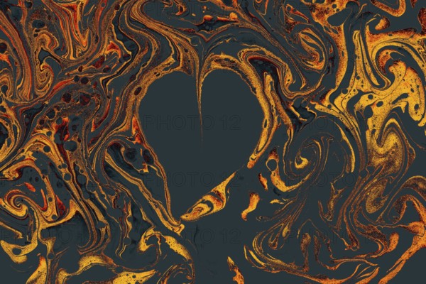 Beautiful abstract art of Ebru marbling painting techniques on water with paints