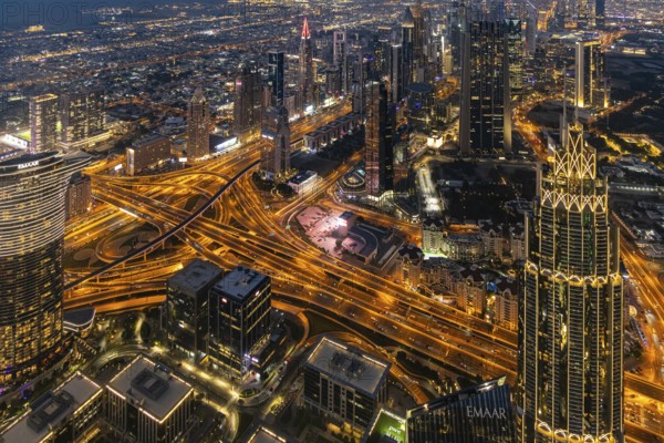 Sunset on the Burj Khalifa, Dubai, United Arab Emirates, Asia