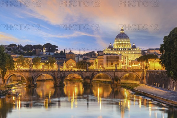 Sunset at Saint Peter Basilica, Rome, Italy, Europe
