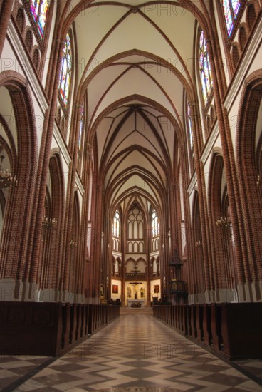 Polish catholic cathedral inside interior (vertical), Warsaw, Poland, Europe