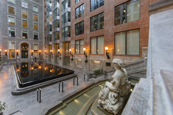 Architecture, fountain sculpture in the World Trade Centre, Montreal, Province of Quebec, Canada, North America