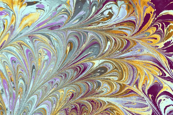 Abstract marbling floral pattern for fabric, tile design. background texture