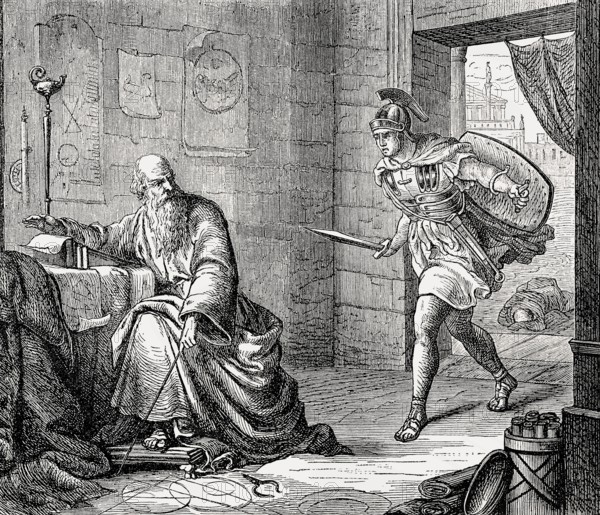 Death of Archimedes of Syracuse, c.?287 – c.?212 BC, a Greek mathematician, physicist, engineer, inventor, and astronomer