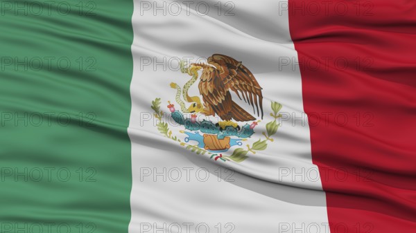 Closeup Mexico Flag, Waving in the Wind, High Resolution