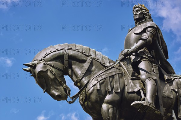King Matthias Corvin statue in Cluj Napoca, Romania Cluj Napoca, Romania, Europe